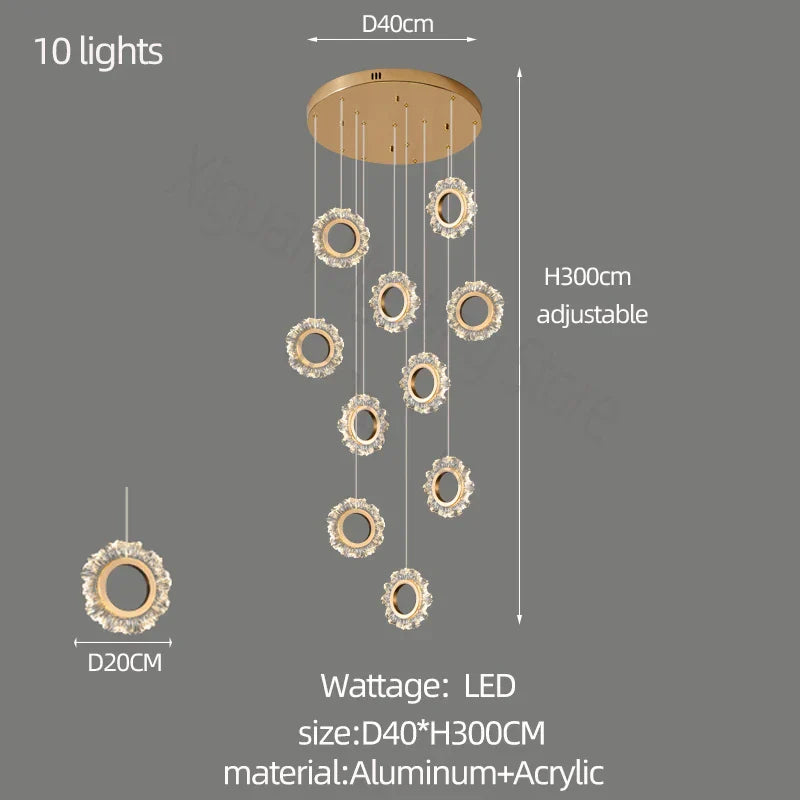 Modern Flower Ring LED Chandelier for High-Rise Duplex Living & Dining Rooms