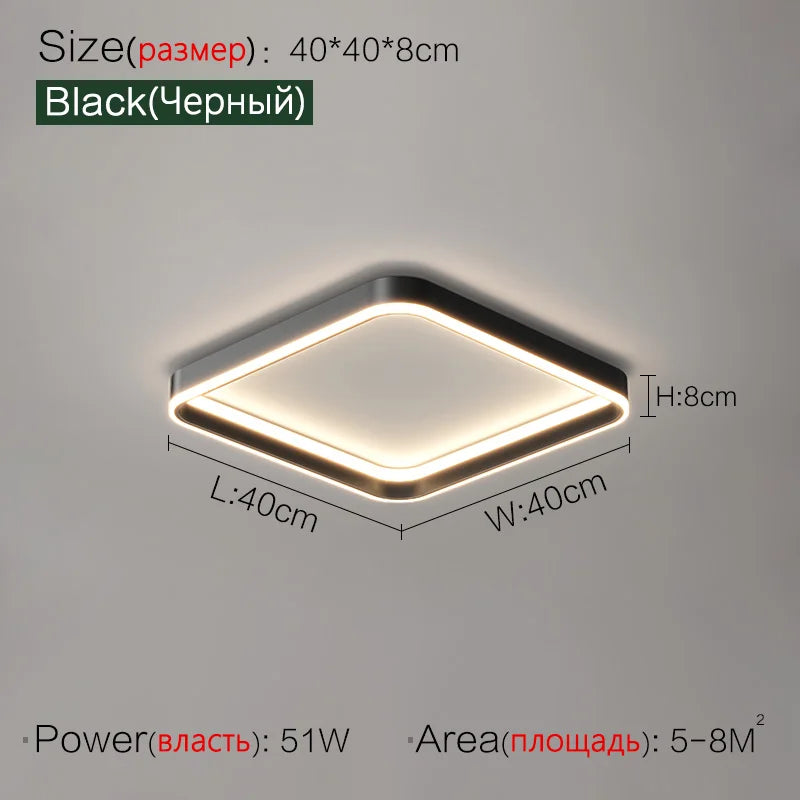Square Ceiling Lamp | Modern Nordic LED Bedroom Master Light