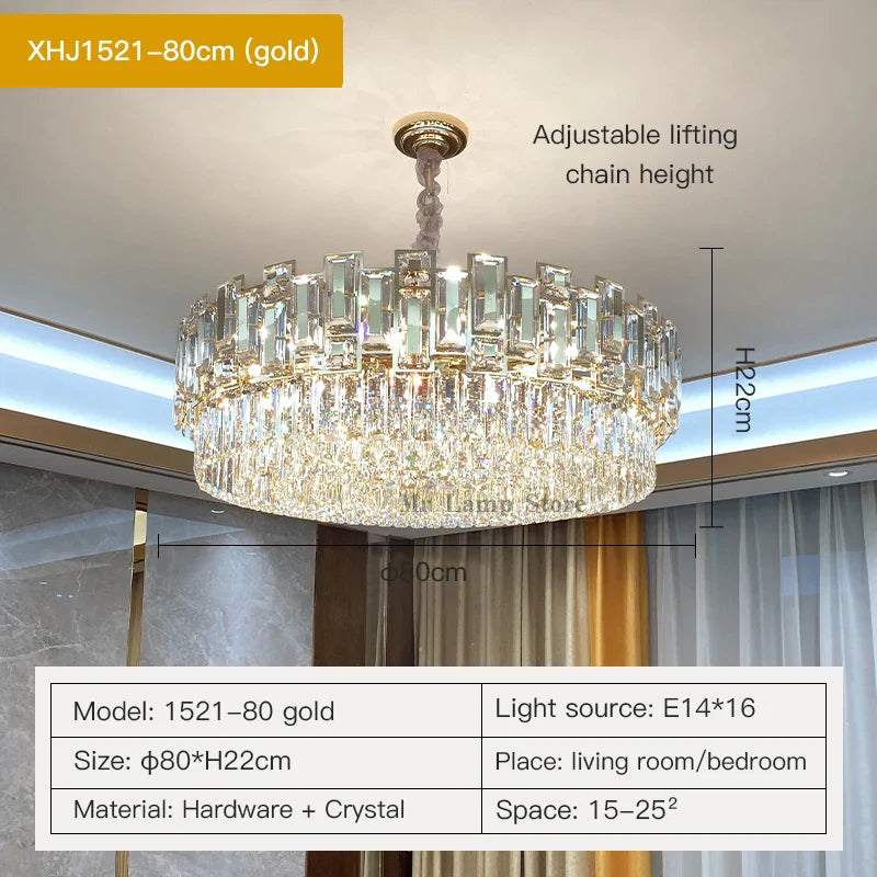 Crystal Chandelier: Modern Elegant Lighting for Living Room, Bedroom, Kitchen