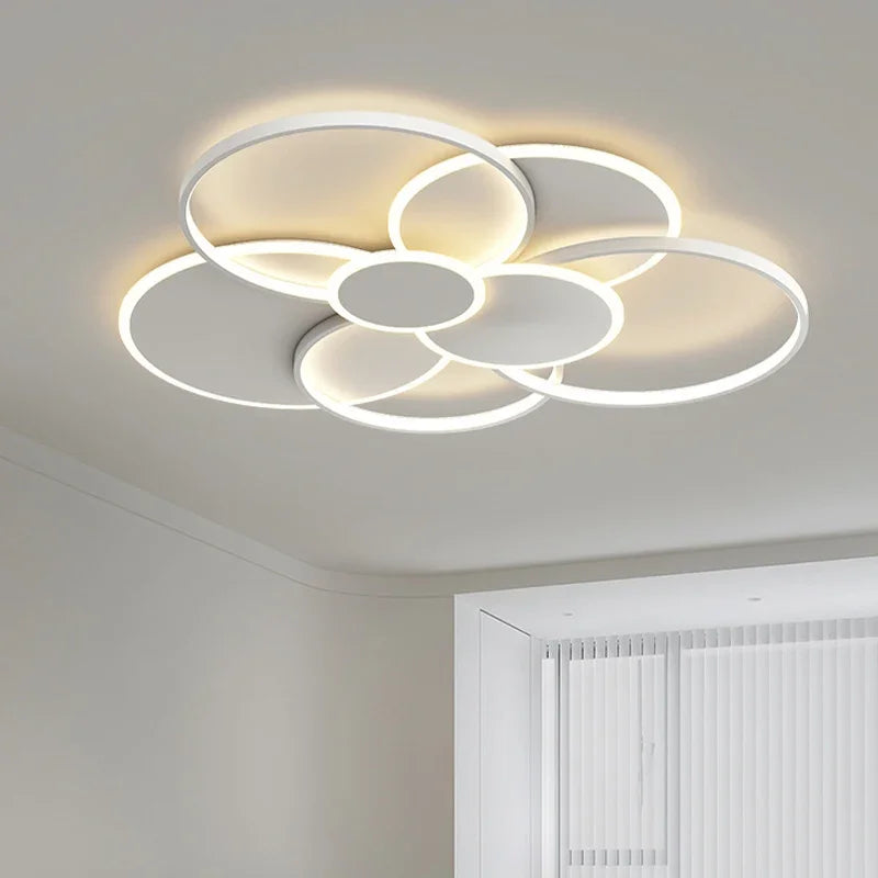 Modern Circles LED Dimmable Chandelier: Minimalist Nordic Living Room & Bedroom Lighting