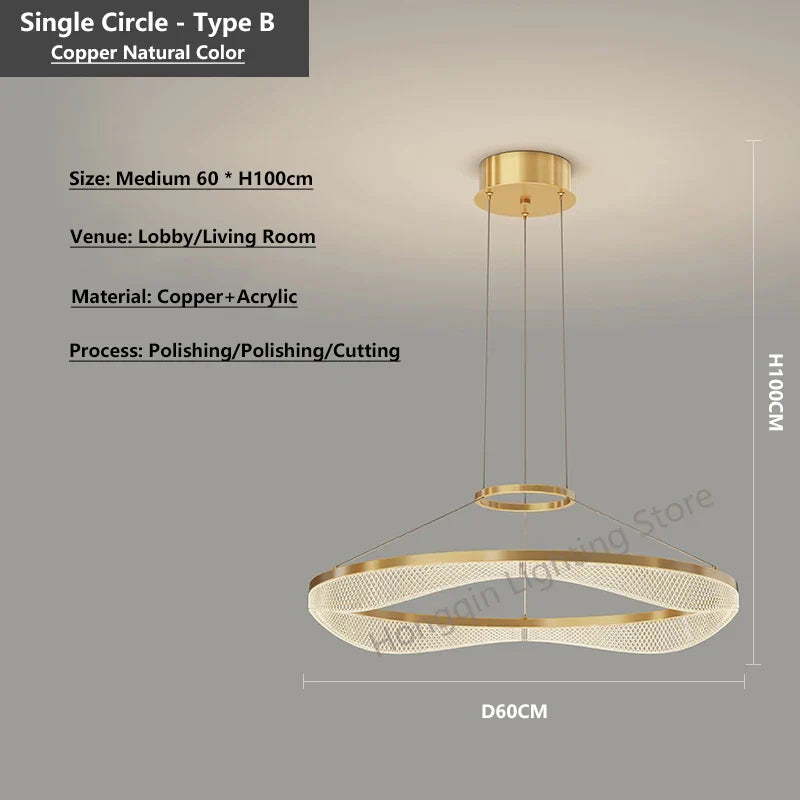 Acrylic Living Room Chandelier Pendant Light Fixture_LED Hanging Lamp