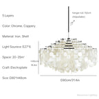 Aeolian Bells Shell Chandelier for Mediterranean Living Room, Shop, Bar, and Restaurant
