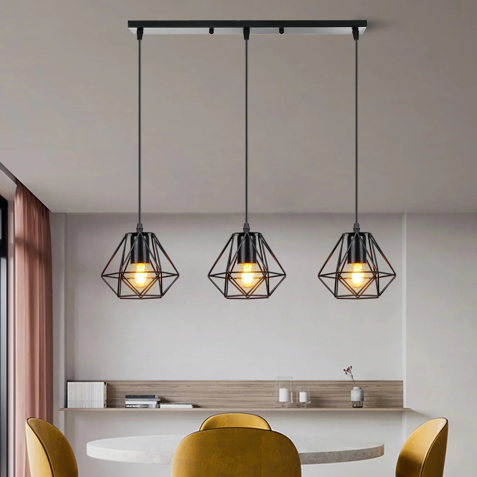 Industrial Wood Pendant Chandelier for Dinning Living Room Kitchen LED Fixture