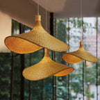 Bamboo Wicker Chandelier Rattan Pendant Light Vintage Retro Design Dining Suspension