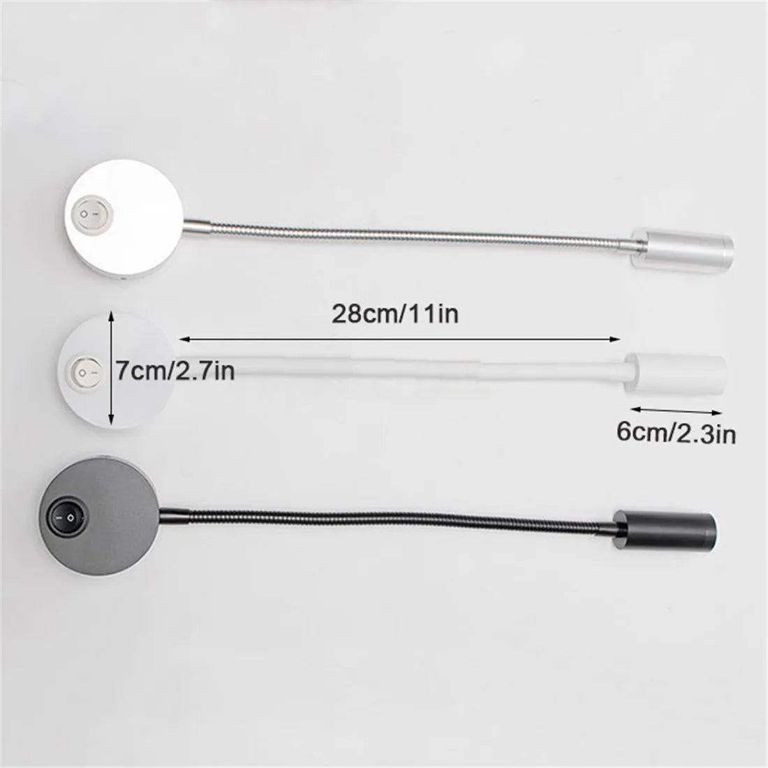 USB Wall Lamp LED Reading Light 3W 3000K 4000K 6000K Black Silver White