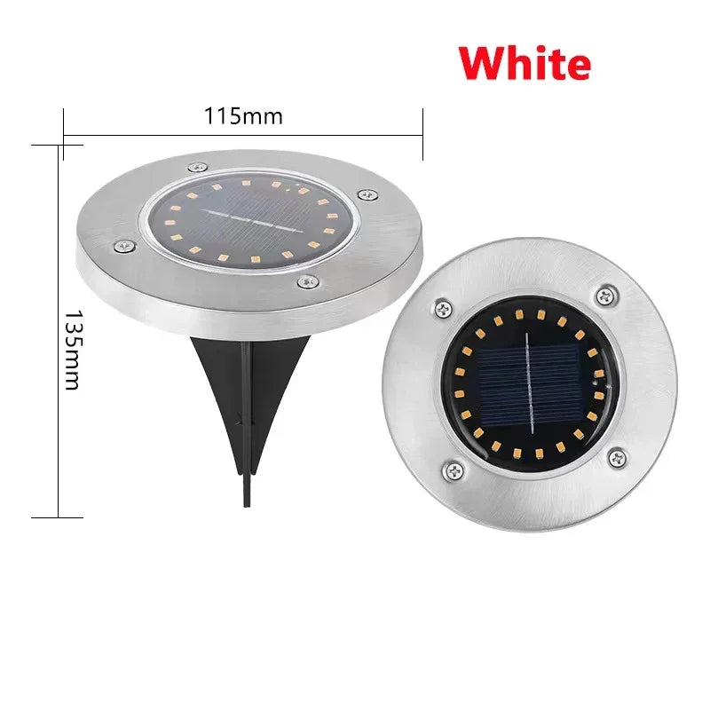 Solar Power Disk Light - Outdoor Garden LED Spotlight for Deck and Buried Decoration
