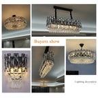 Black Crystal LED Chandelier for Living Room, Dining Room, Kitchen, Bedroom