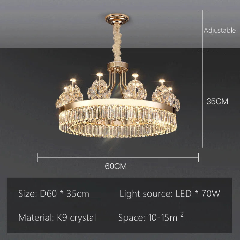 Luxe Crystal Ceiling Chandelier - Elegant Home Decor Hanging Light for Living Room