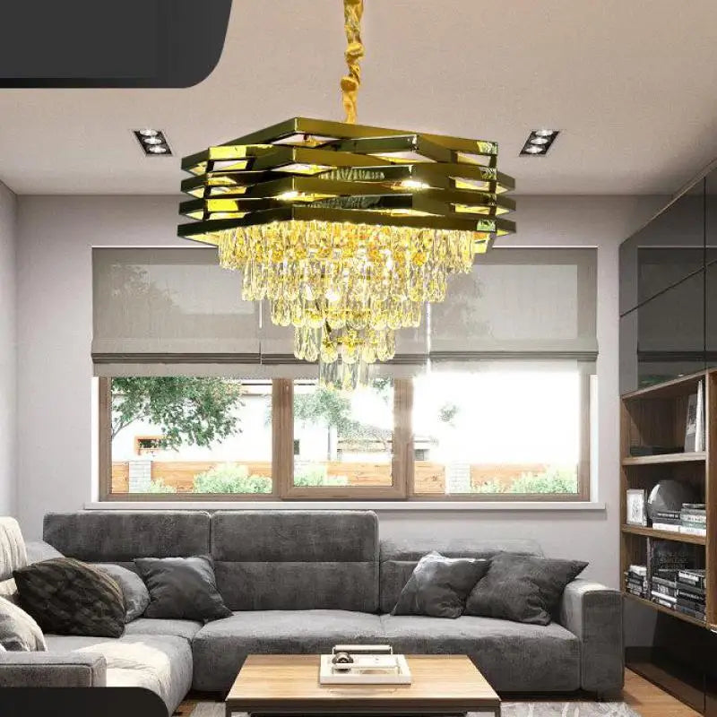 Stainless Steel Crystal Chandelier for Modern Living and Dining Spaces