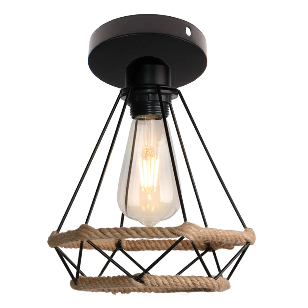Retro Metal Cage Ceiling Lamp E27 for Indoor Lighting by Afralia™