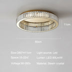 Luxury Gold Crystal Ceiling Light Ring LED Glossy Indoor Living Room Lighting