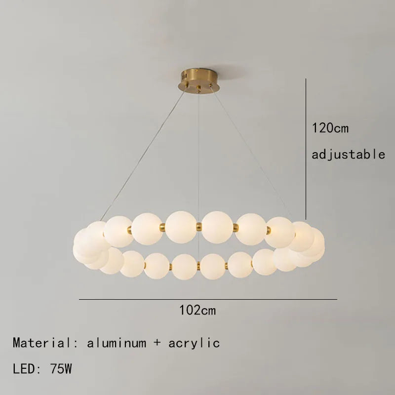 Nordic Ring LED Chandelier Acrylic Dimmable for Living Room Bedroom Hall