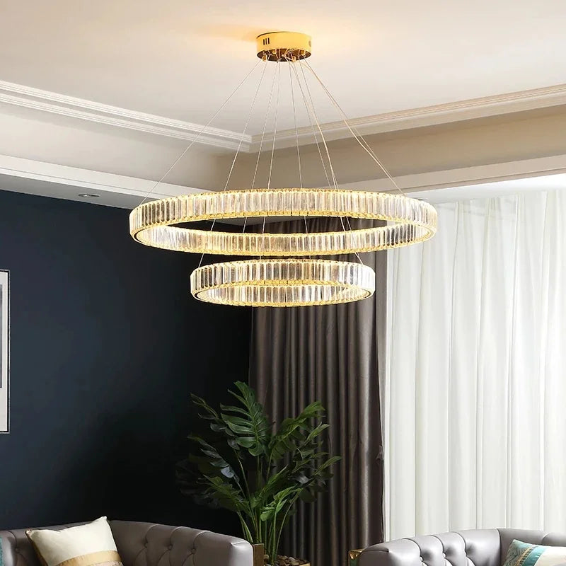 Round Crystal LED Pendant Chandelier for Luxury Dining Room and Bedroom Lighting