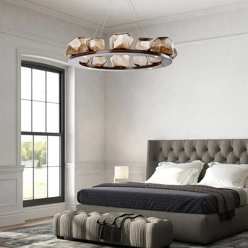 Rock Glass Chandeliers: Modern Indoor Pendant Lamps for Living Room, Bedroom & Restaurant