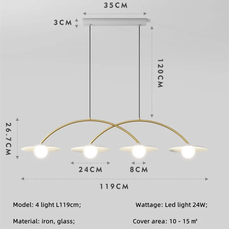 Nordic White Iron LED Chandelier with Hanging Pendant Lighting