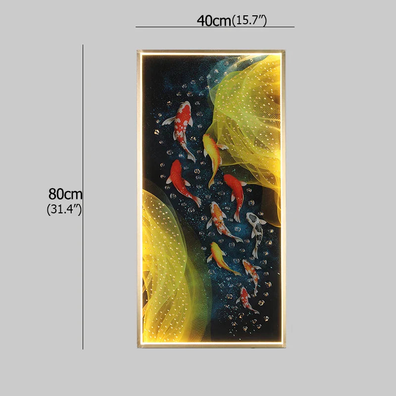 Gold Fish LED Picture Wall Light for Home Decor & Bedroom Aisle