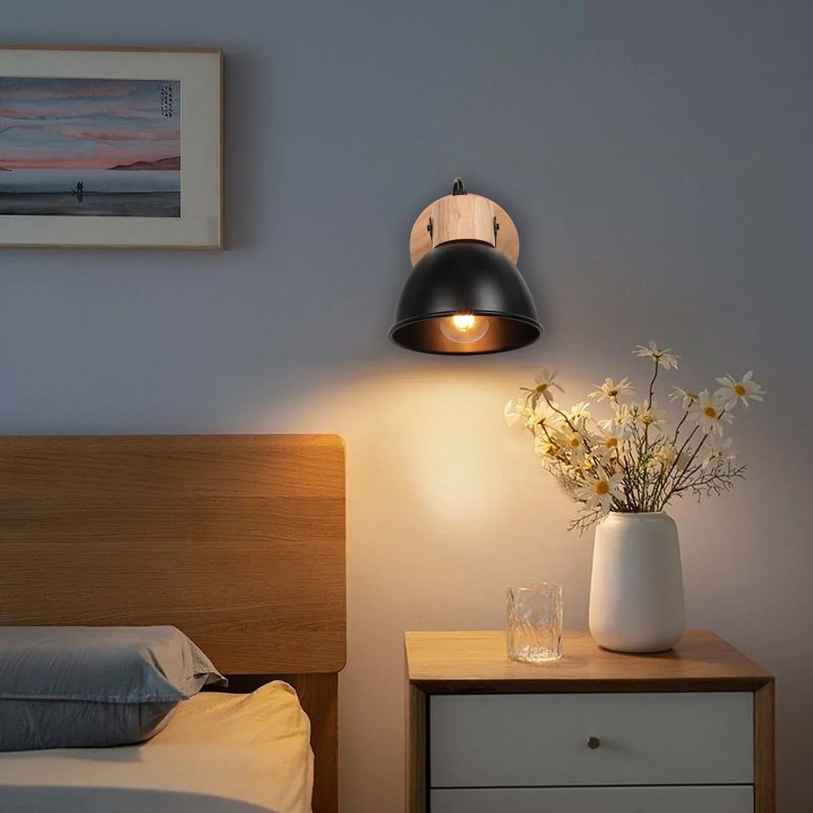 Nordic Macaroon Wooden Wall Light, Modern E27 LED Sconce for Bedroom & Living Room by Afralia™