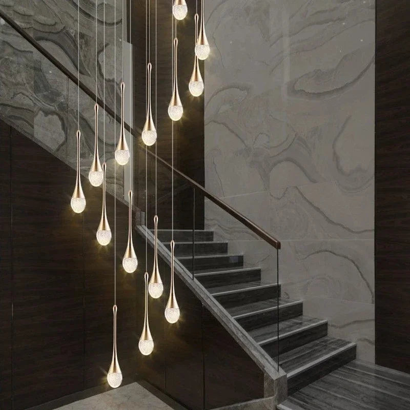 Crystal Bubble Chandelier for Duplex Living Room, Rotating Staircase, Villa Lobby