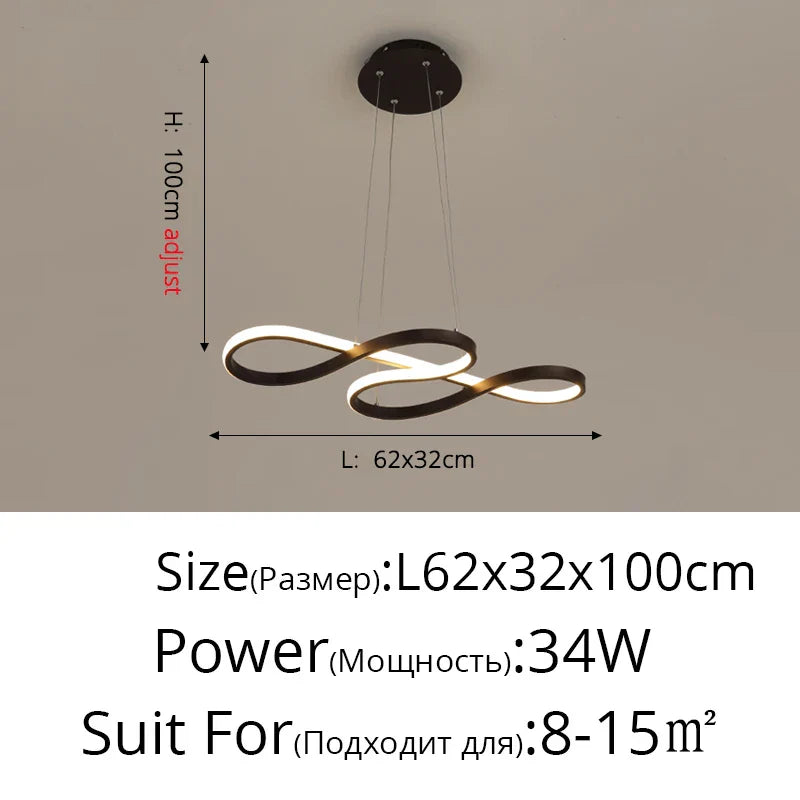 Nordic Minimalist LED Chandelier: Modern Aluminum Copper Pendant Lamp for Home Decor