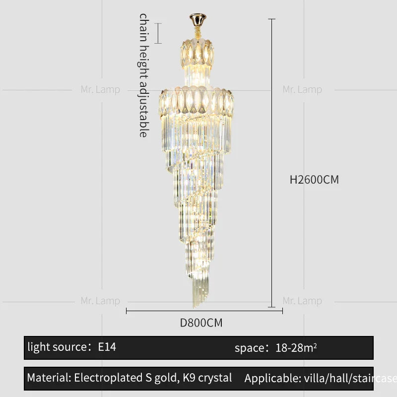 Villa Stair Chandelier: Luxury Post-modern Pendant Light for Hotel Lobby
