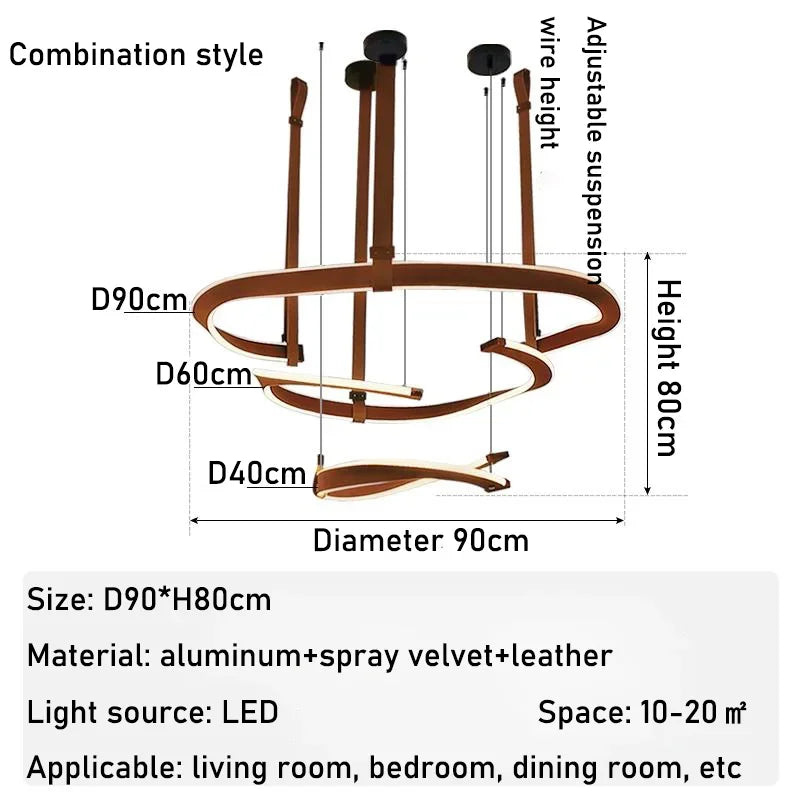 Modern Leather LED Chandelier Dimmable for Home Decoration Lighting Fixtures