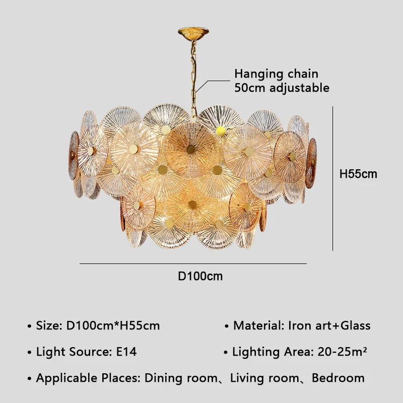 Luxury Lustre Glass Chandelier LED Pendant Lamp for Living Room Dining Bedroom