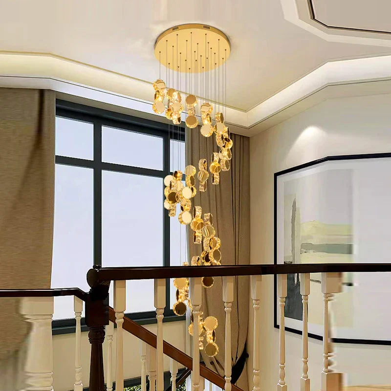 Crystal Chandelier Stair Pendant Lamp Living Room Lighting