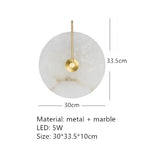 Marble Circular Wall Lamp, Minimalist Nordic Designer LED Lights for Bedroom & Study