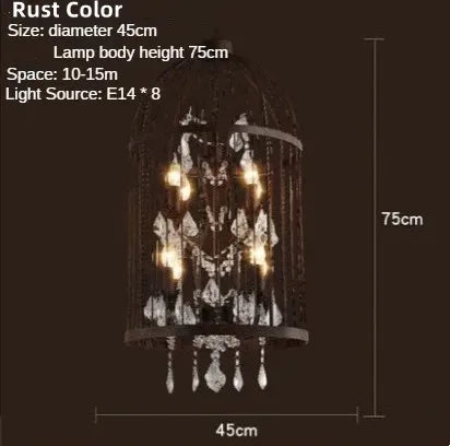 Iron Birdcage Crystal Chandelier: Spherical Pendant Light for Home Decor