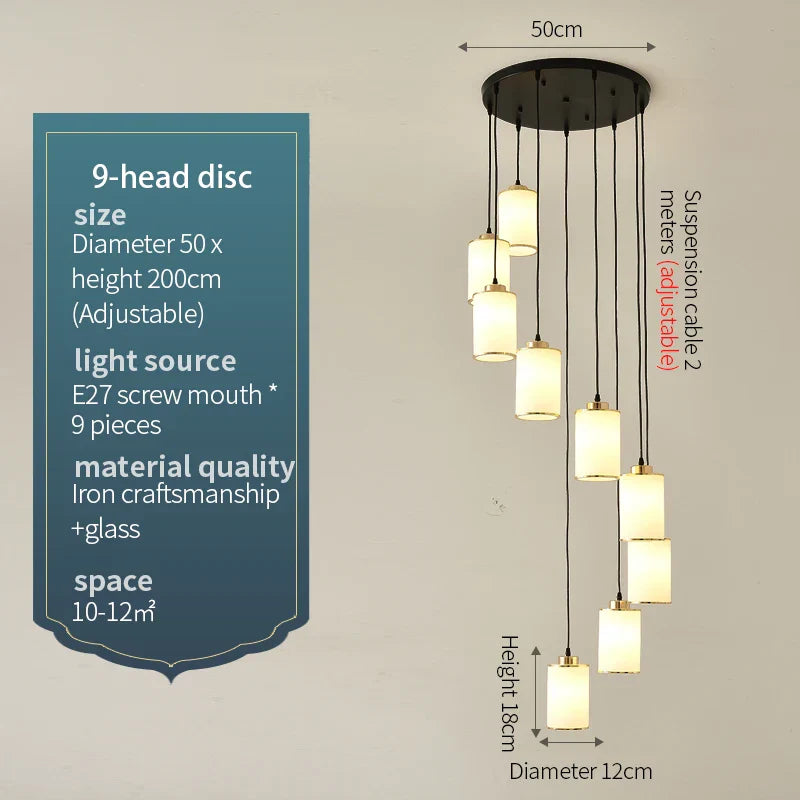 Stairwell Chandelier: Modern Spiral Design for Elegant Villa Hallway Lighting