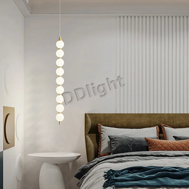 Modern LED Copper Ceiling Chandelier White Ball Pendant Light Fixtures