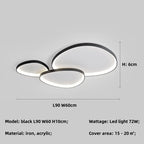 Nordic LED Ceiling Chandelier, Dimmable Black Stone Design for Living Room and Bedroom
