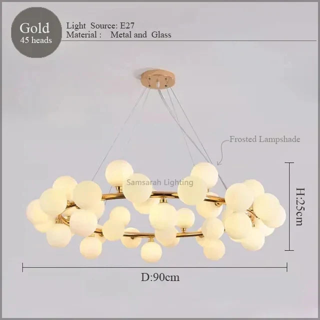 LED Glass Chandelier Pendant Lamp for Living Room Dining Room Lighting