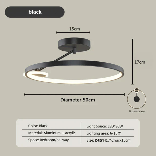 Circular LED Ceiling Lamp with Remote Control for Bedroom & Aisle Lighting