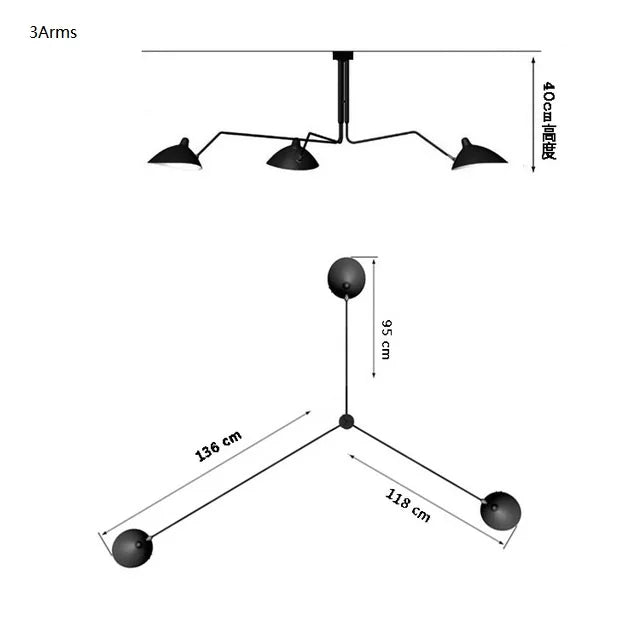 Spider Serge LED Pendant Chandelier: Retro Industrial Modern Duckbill Lighting