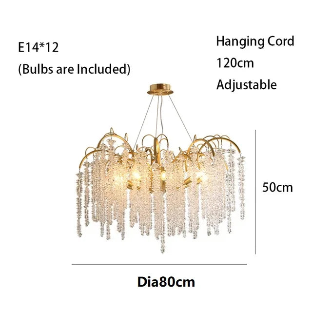Gold Glass LED Crystal Chandeliers for Luxe Dining Room Decor
