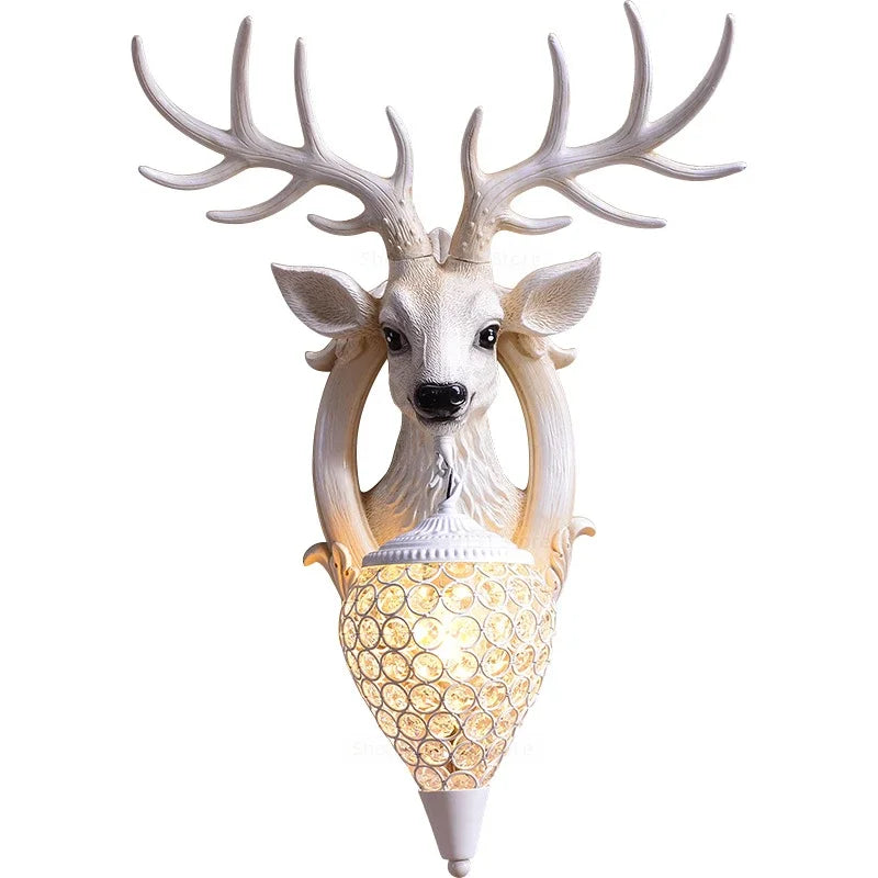 Modern Deer Head LED Wall Sconce Light for Luxury Living Room Decor