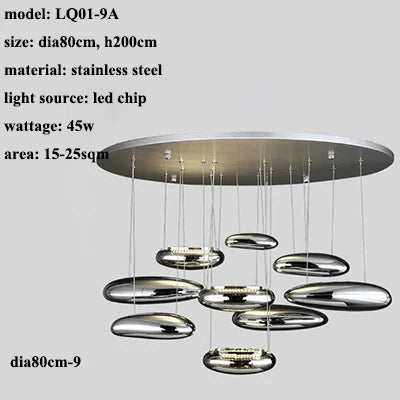 Mercury Collection LED Glass Pendant Lamp - Silver Luxury Designer Lighting