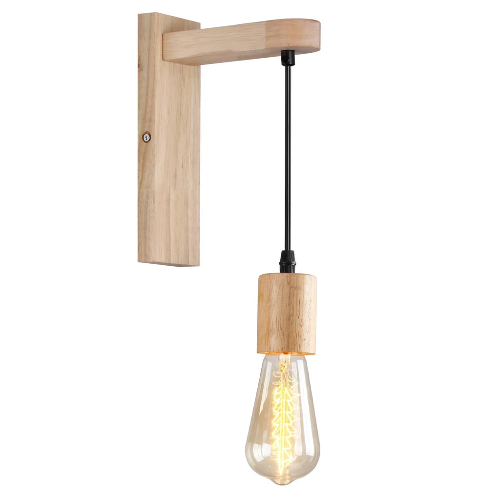 Nordic Wood Wall Lamp Sconce Retro Bedside Indoor Lighting Vintage Fixture