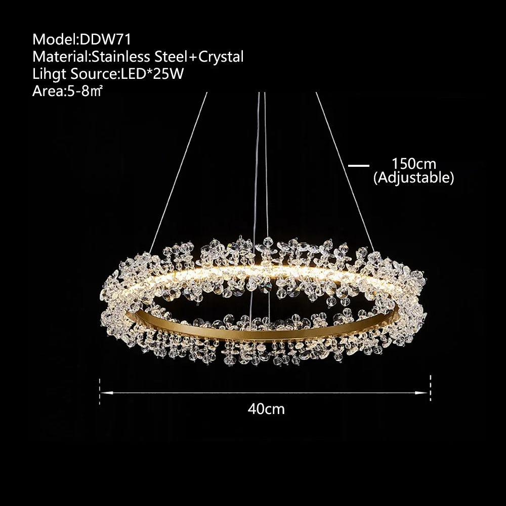 Crystal Pendant Chandelier: Designer LED Lighting for Living Room, Dining Room, Bedroom