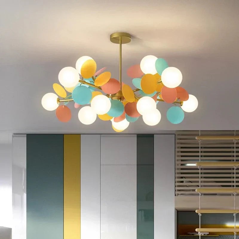 Scandinavian Chandelier: Colorful Magic Bean Tree Branch Light for Living Room