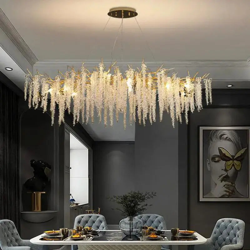 Gold Aluminium Branch Pendant Light Chandelier for Modern Dining Room Decor