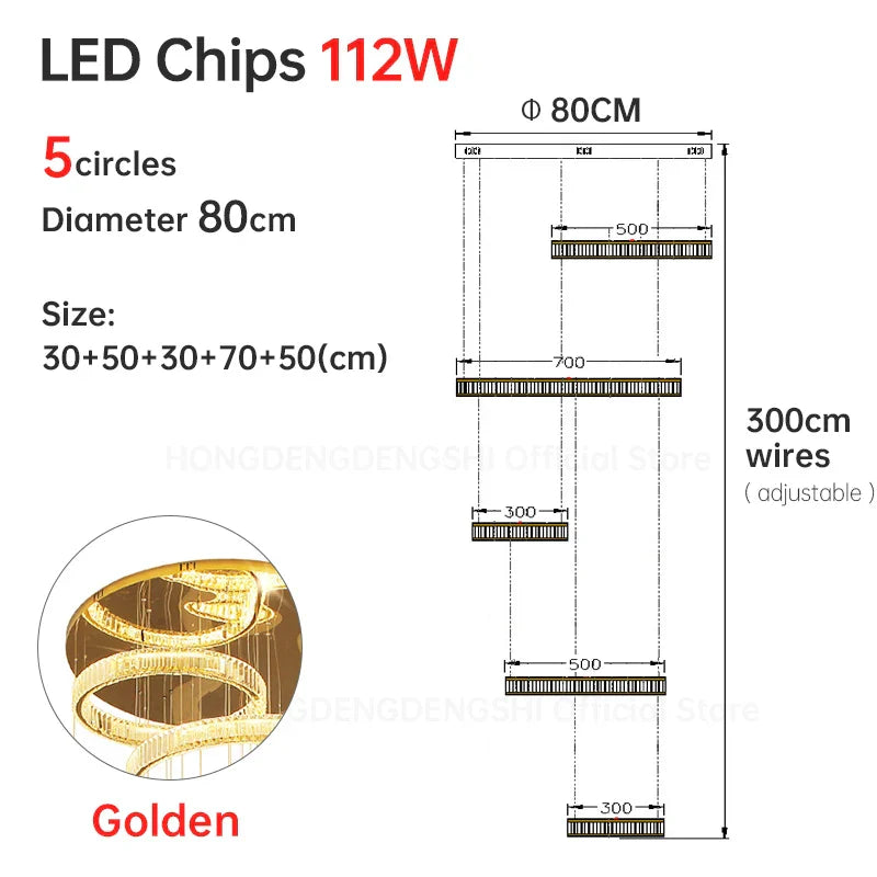 Luxury Crystal Chandelier Modern Led Lighting for Ining Room Staircase Villa Hall