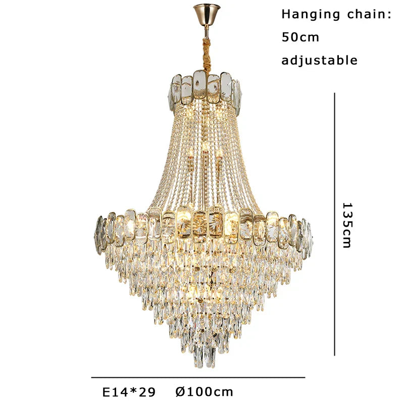 Luxury Crystal Chandelier LED Light Living Room Suspension Luminaire