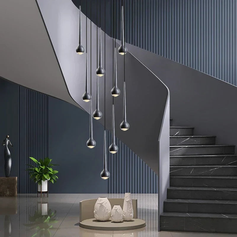 Water Drop Pendant Light: Modern Luxury Chandelier for Staircase, Bedside, Bar, and Restaurant