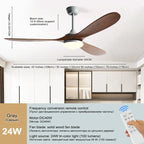 52 Inch Wood Blade Ceiling Fan with Remote Control and Lights