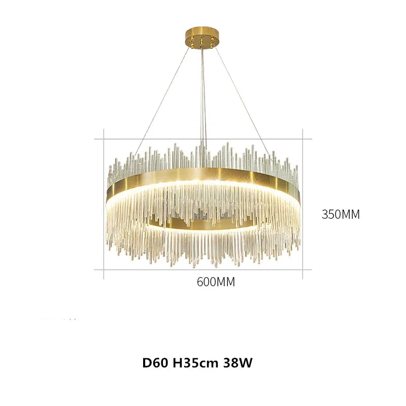 Modern Luxury Glass LED Chandelier Dining Room Dimmable Pendant Lamp