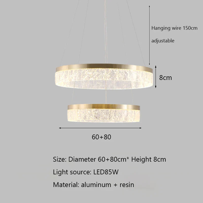 Luxury Nordic Chandelier Ring Ceiling Lamp for Modern Villa Living Room