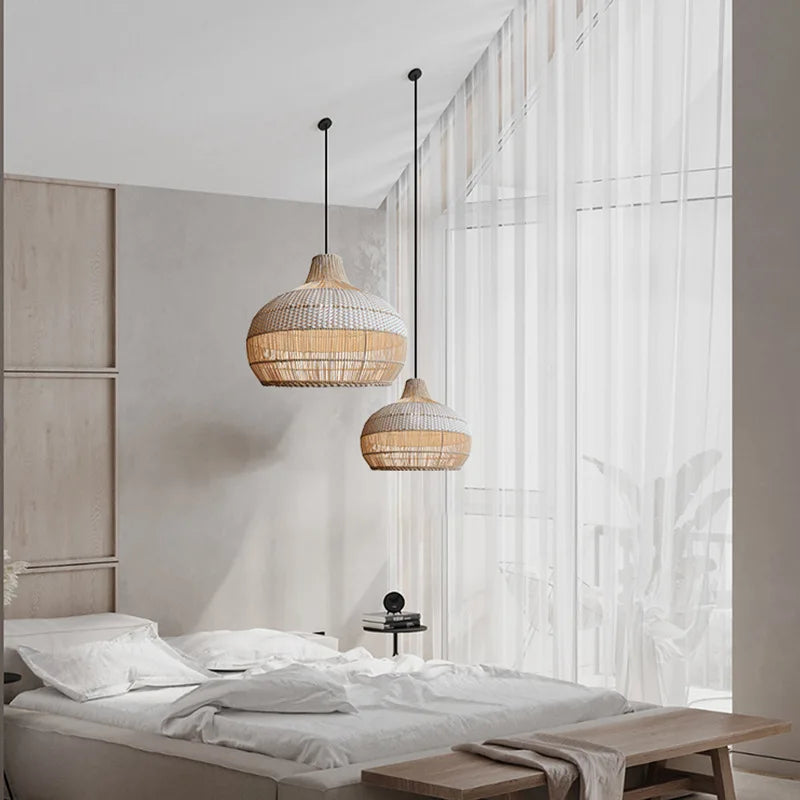 Rattan Weave Chandelier | Handmade Nordic Pastoral Style LED Decor Light