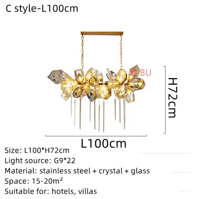 Stainless Steel Crystal Pendant Light Living Room Bedroom Stairs